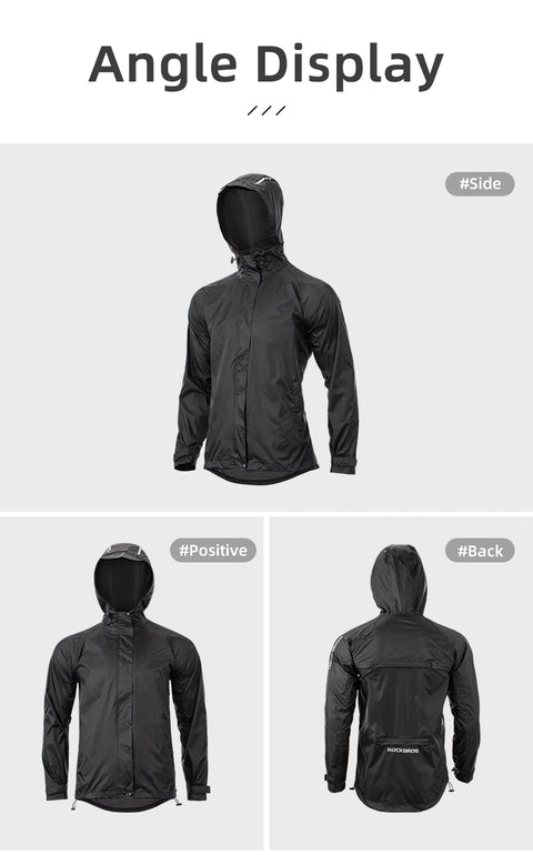 ROCKBROS Cycling Waterproof Jacket Men Breathable Reflective Hooded Raincoat Waterproof  Outdoor Sport Windbreaker European Size