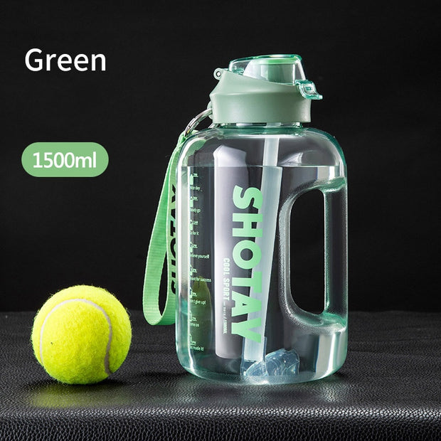 Large Water Bottle with Straw