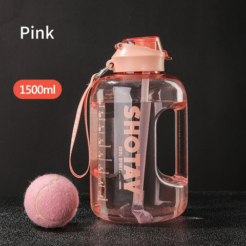 Large Water Bottle with Straw