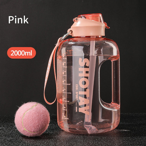 Large Water Bottle with Straw